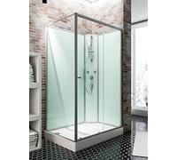 Schulte cabine de douche intégrale 120 x 90 x 204 cm (bac de douche inclus), alu-argenté, avec porte coulissante, ouverture vers la droite, verre de sécurité porte 5 mm, cabine complète