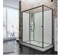 Schulte cabine de douche intégrale 120x80x204 cm, ouverture gauche, verre 5 mm, cabine complète, porte coulissante, noir, Tahiti