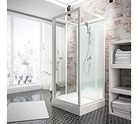 Schulte cabine de douche intégrale 80 x 80 x 210 cm blanc alpin | receveur de douche, kit d'évacuation, colonne, douchette & panneau mural