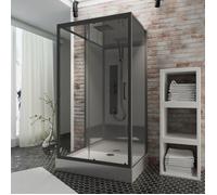 Schulte cabine de douche intégrale 85x115x215cm, réversible, verre 5mm, cabine complète, hydromassante, porte coulissante,