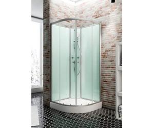 Schulte cabine de douche intégrale 90 x 90 x 200 cm (bac de douche inclus), profilé alu-argenté, paroi arrondie en angle avec portes coulissantes, verre de sécurité, cabine complète