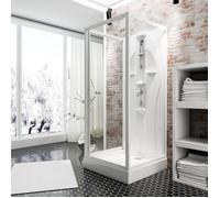 Schulte cabine de douche intégrale 90x90x210 cm, réversible, verre 5 mm, cabine de douche complète, porte pivotante, blanc, Juist