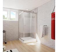 Schulte douche accès angle extensible 75-90x175 argenté coulissante 4 mm | largeur d'accès 30 à 49 cm ajustable verre trempé
