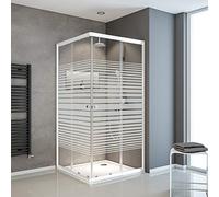 Schulte douche accès angle extensible 75-90x180 blanc coulissante 4 mm | largeur d'accès 30 à 49 cm ajustable verre trempé