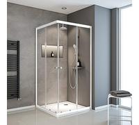 Schulte douche accès angle extensible 75-90x180 blanc coulissante 4mm