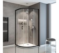 Schulte douche accès d’angle coulissant 90 x 90 x 190 cm noir verre 5 mm