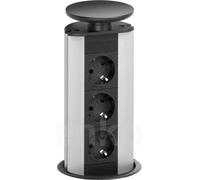 Schulte EVOline Port 00.050 prise escamotable triple noir