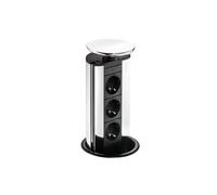 Schulte Evoline® Port 1 avec prise de courant de sécurité, couvercle couleur argent 8031130
