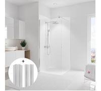 Schulte pack de 2 panneaux muraux 90x210 cm + 3 profilés, revêtement pour douche et salle de bains, DécoDesign COULEUR, blanc