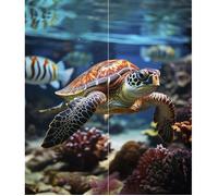 Schulte pack de 2 panneaux muraux 90x210 cm, revêtement hydrofuge pour salle de bains, placement facile, DécoDesign, tortue en angle