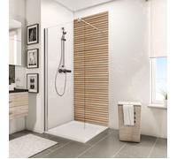 Schulte panneau mural 100x210 cm, revêtement pour douche et salle de bains, japandi, effet tasseaux, bois chêne horizontal