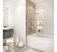 Schulte pare-baignoire 104 x 130 cm, couleur alu-argenté, 2 volets (63+41) réversibles pivotant, 180° contre le mur, verre de sécurité 5 mm transparent, joint d'étanchéité