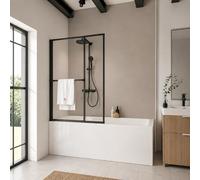 Schulte pare baignoire 109x140 réversible porte-serviettes 2 volets 70+39 | 2 volets 70+39 cm pivotants rabattable à 180° verre trempé 3 mm