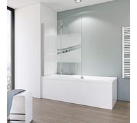 Schulte pare baignoire 112 x 140 cm, profilé aspect chromé, 2 volets (60+52), paroi de baignoire rabattable réversible, 180° contre le mur, verre de sécurité 5 mm décor liane, joint d'étanchéité
