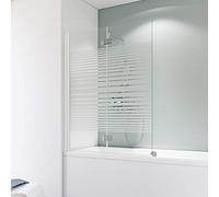 Schulte pare baignoire 112 x 140 cm, profilé blanc, 2 volets (60+52), écran réversible montage gauche droite, 180° contre le mur, verre de sécurité 5 mm sérigraphié, joint d'étanchéité