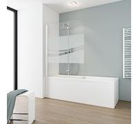 Schulte pare baignoire 112x140 cm, 2 volets, blanc réversible verre 5 mm | volets 71 x 41 cm paroi pivotante rabattable à 180° verrre trempé