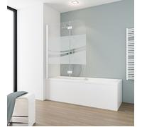 Schulte pare-baignoire 112x140cm paroi de baignoire réversible pliant 2 volets pivotants rabattables décor liane blanc