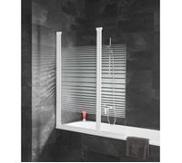 Schulte pare-baignoire, 114x140 cm, réversible, écran pliant, rabattable, volets pivotants, verre 3 mm, bandes transversales, blanc
