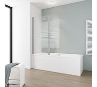 Schulte pare-baignoire 115 x 140 cm, alu-argenté, 2 volets pivotants (75+40), écran rabattable réversible, 180° contre le mur, verre de sécurité 3 mm sérigraphié, joint d'étanchéité