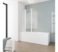 Schulte pare-baignoire 124 x 140 cm, blanc, 3 volets pivotants (48+41+35), paroi de baignoire rabattable réversible, 180° contre le mur, verre de sécurité 3 mm serigraphié, joint d'étanchéité