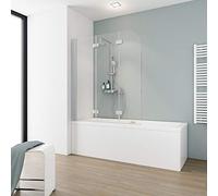 Schulte pare baignoire 125 x 140 cm, 3 volets (49+41+35), alu-argenté, rabattable à 180°, verre de sécurité 5 mm transparent