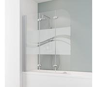 Schulte pare baignoire 125 x h.140 cm, alu-argenté, 3 volets (49+41+35), paroi de baignoire mobile réversible, 180° contre le mur, verre de sécurité 5 mm décor Liane, joint d'étanchéité