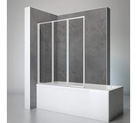 Schulte pare-baignoire 127 x 140 cm, profilé alu-argenté, 3 volets pivotants (47+40+40), écran réversible rabattable, 180° contre le mur, verre de sécurité 3 mm transparent, joint d'étanchéité