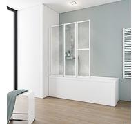 Schulte pare baignoire 127 x h.140 cm et porte-serviette,blanc,3 volets (47+40+40), paroi de baignoire, 180° contre le mur, verre synthétique acrylique 3mm, joint d'étanchéité