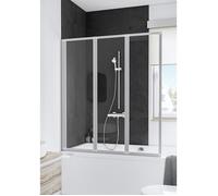 Schulte pare-baignoire, 127x140cm, paroi de baignoire rabattable, transparent, de baignoire pivotant, 3 volets, alu-argenté