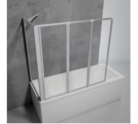 Schulte pare baignoire à coller 127 x 121 cm et paroi angle 70 cm, alu-argenté, fixation sans percer, 3 volets (47+40+40) pivotants rabattable, verre de sécurité 3 mm, joint d'étanchéité (2 colis!)