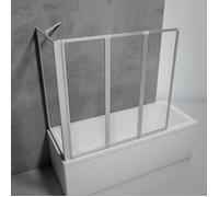 Schulte pare baignoire à coller 127 x 121 cm et paroi angle 75 cm, alu-argenté, fixation sans percer, 3 volets (47+40+40) pivotants rabattables, verre de sécurité 3 mm, joint d'étanchéité (2 colis!)
