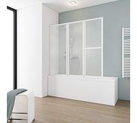 Schulte pare baignoire 152 x 140 cm, 3 volets (72+40+40) avec porte-serviette, profilé blanc, écran rabattable pivotant 180° contre le mur, verre synthétique acrylique 3mm, joint d'étanchéité