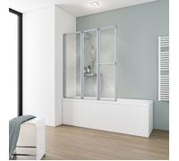Schulte pare-baignoire 152 x 140 cm, 3 volets (72+40+40) avec porte-serviette, profilé alu-argenté, écran pivotant 180° contre le mur, verre synthétique acrylique 3mm, joint d'étanchéité