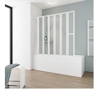 Schulte pare-baignoire, 159x140 cm, paroi de baignoire 7 volets, écran pivotant, verre synthétique 3 mm, Softline, profilé blanc