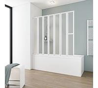 Schulte pare baignoire 159xh.140 blanc 7 volets 27+6 * 22, réversible | pivotant rabattable à 180° verre acrylique 3mm