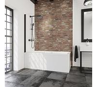 Schulte pare baignoire 40 x 130 cm, profilé noir, 1 volet pliant 180° contre le mur, réversible, joint d'étanchéité, verre de sécurité 5 mm transparent, plage de réglage de 39,5-40,5 cm