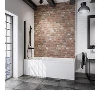 Schulte pare-baignoire, 40x130 cm, paroi de baignoire rabattable, 1 volet pivotant, verre 5 mm, transparent, profilé noir