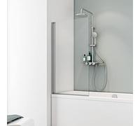 Schulte pare baignoire 50 x 130 cm, profilé alu-argenté, 1 volet pliant 180° contre le mur, réversible, joint d'étanchéité, verre de sécurité 5 mm transparent, plage de réglage de 49,5-50,5 cm