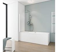Schulte pare-baignoire 50 x 150 cm, profilé blanc, 1 volet pliant 180° contre le mur, réversible, joint d'étanchéité, verre de sécurité 5 mm transparent, plage de réglage de 49,5-50,5 cm