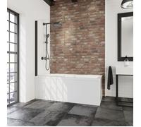 Schulte pare baignoire 50 x 130 cm, profilé noir, 1 volet pliant 180° contre le mur, réversible, joint d'étanchéité, verre de sécurité 5 mm transparent, plage de réglage de 49,5-50,5 cm