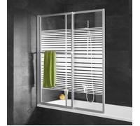 Schulte pare-baignoire, 70 - 118x140 cm, paroi de baignoire extensible, coulissant, verre 3 mm, bandes transversales, alu-argenté