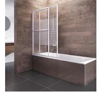 Schulte pare-baignoire, 70 - 118x140 cm, paroi de baignoire extensible, coulissant, verre 3 mm, bandes transversales, blanc