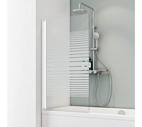 Schulte pare baignoire 70 x 130 cm, blanc, réversible, verre 5 mm pivotant | paroi pivotante rabattable à 180° réglage 69.5-70.5 verre trempé