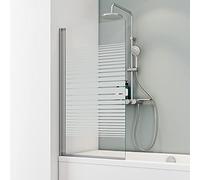 Schulte pare-baignoire 70 x 130 cm, montage gauche droite, profilé alu-argenté, paroi de baignoire mobile 1 volet pivotant rabattable 180°, verre de sécurité 5 mm sérigraphié, réglage 69.5-70.5