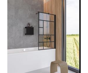 Schulte pare baignoire 70 x 130 cm, profilé noir, montage gauche droite, paroi mobile 1 volet pivotant, rabattable à 180°, verre de sécurité 5 mm décor, réglage 69.5-70.5