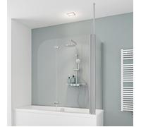 Schulte pare-baignoire, 70x115x140cm, pare-baignoire d'angle, rabattable, 2 volets pivotants, verre 5 mm, transparent, alu-argenté