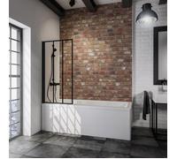 Schulte pare-baignoire, 70x130 cm, écran de baignoire pliant, rabattable, réversible, verre 5 mm bandes, noir