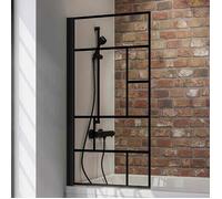 Schulte pare baignoire 70 x 130 cm, profilé noir, montage gauche droite, paroi de baignoire mobile 1 volet pivotant rabattable, 180° contre le mur, verre de sécurité 5 mm décor, réglage 69.5-70.5
