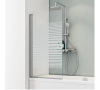 Schulte pare-baignoire 70x130 cm paroi de baignoire pliant rabattable réversible verre 5 mm bandes transversales alu-argenté