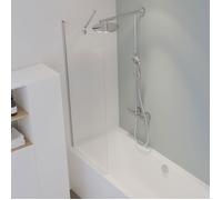 Schulte pare-baignoire, 70x140 cm, réversible, paroi de baignoire fixe, verre 5 mm, transparent, 1 volet, aspect chromé , Capri